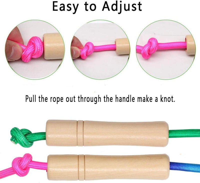 Ace one 16 FT Long Jump Rope for Kids, 2 Pack Adjustable Double Dutch Skipping Rope with Wooden Handle, Multiplayer Rainbow Jumping Rope for Outdoor Fun, School Sport, Party Game - Image 4
